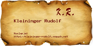Kleininger Rudolf névjegykártya